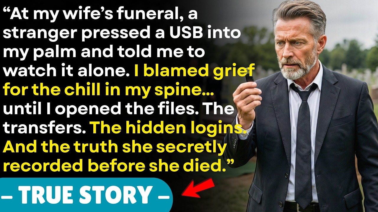At My Wife’s Funeral, A Stranger Slipped Me A USB Drive — And Whispered, “Watch This Alone.”