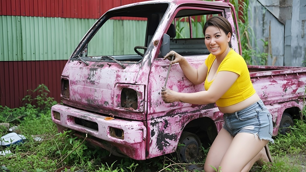 Genius Girl Restores a 1989 DAEWOO Pickup Abandoned for Many Years – Will It Start?