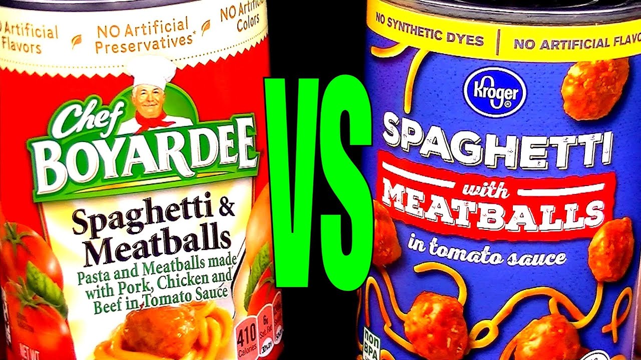 Спагетти и фрикадельки Chef Boyardee против Kroger: какие консервированные макароны лучше? Обзор ...