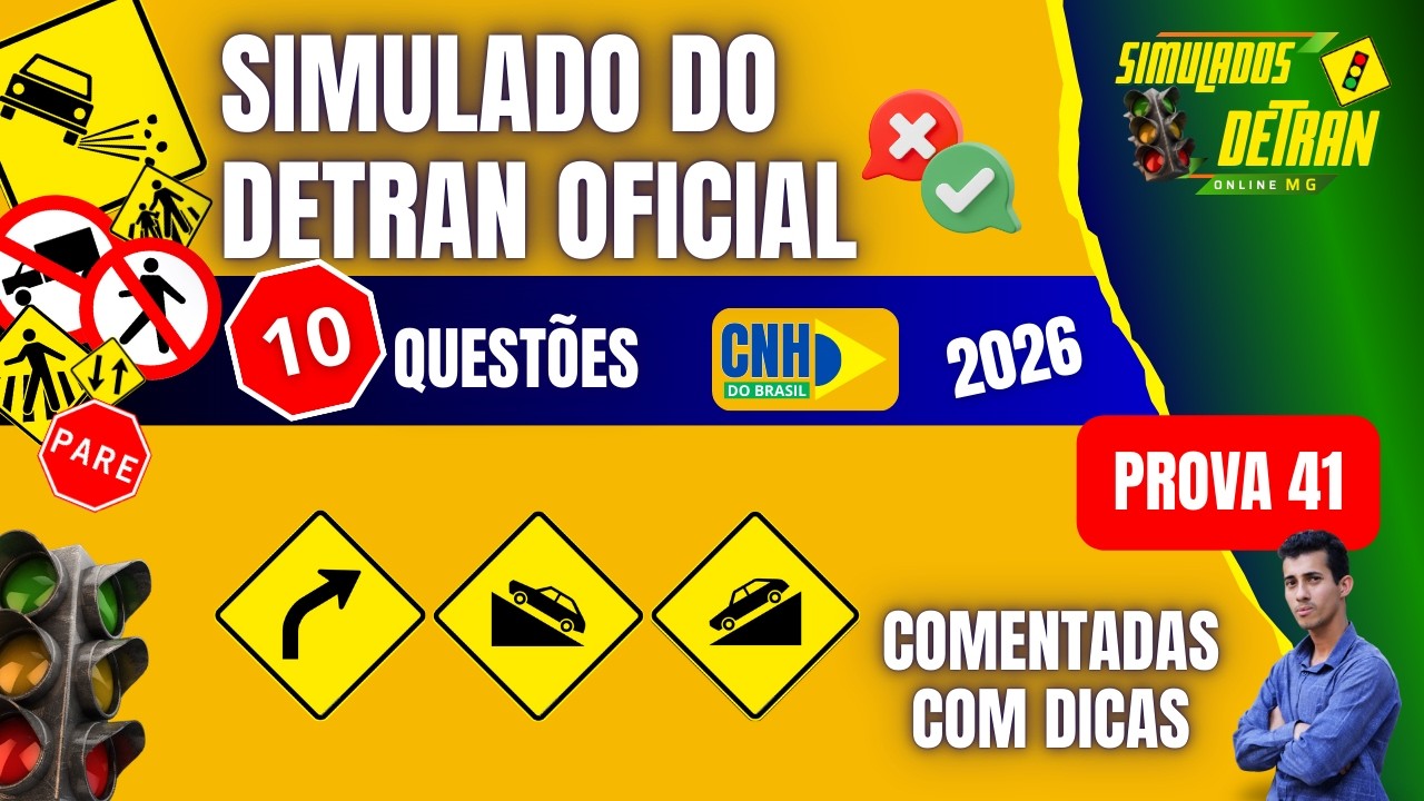 SIMULADO da PROVA OFICIAL do DETRAN 2026. Prova de Legislação do DETRAN COMENTADAS PROVA 41 ✅