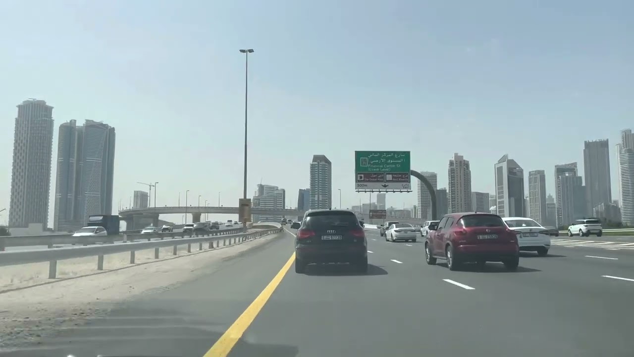 Dubai Highways | Al Khail Road | Driving in Dubai | Traffic Sounds | Dubai Road and Bridges | E44