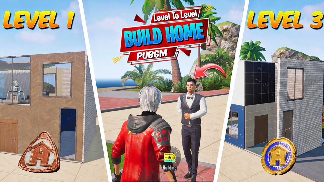 🔴 Home Level 1 To Level 3 | How To Build Your Own Home In PUBG | Butler Unlock In PUBG Home 🏡