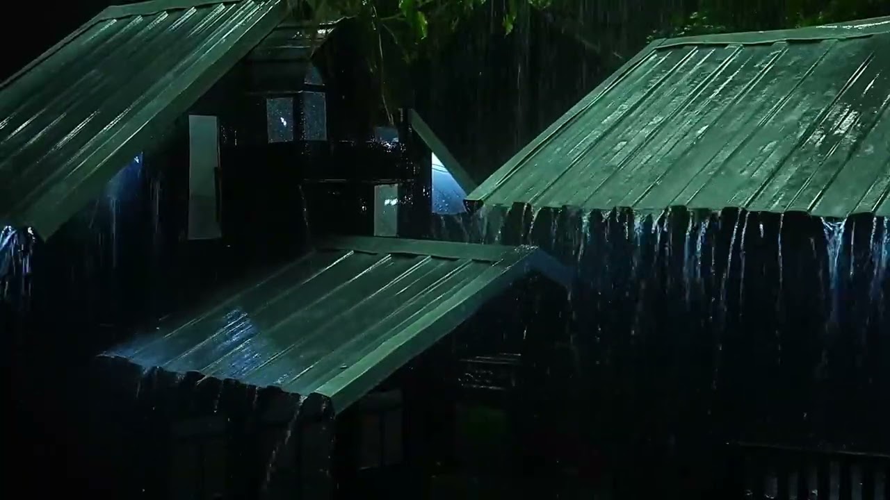 Heavy Rain and Thunder Under the Metal Roof ⛈️ ASMR for Deep Sleep, Anxiety Reduction Stress Wash