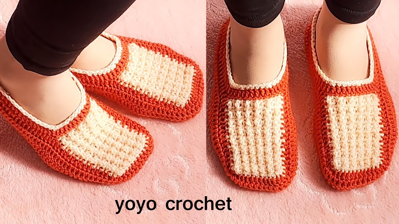 كروشية لكلوك / سليبر سهل للمبتدئين // فقط 50 جرام خيط - Easy crochet slipper tutorial
