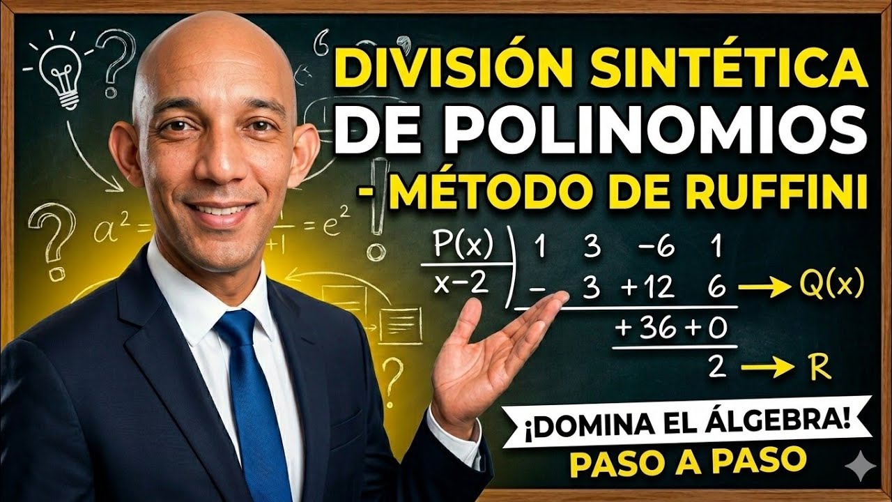 División sintética de polinomios - Regla de Ruffini con fracciones.