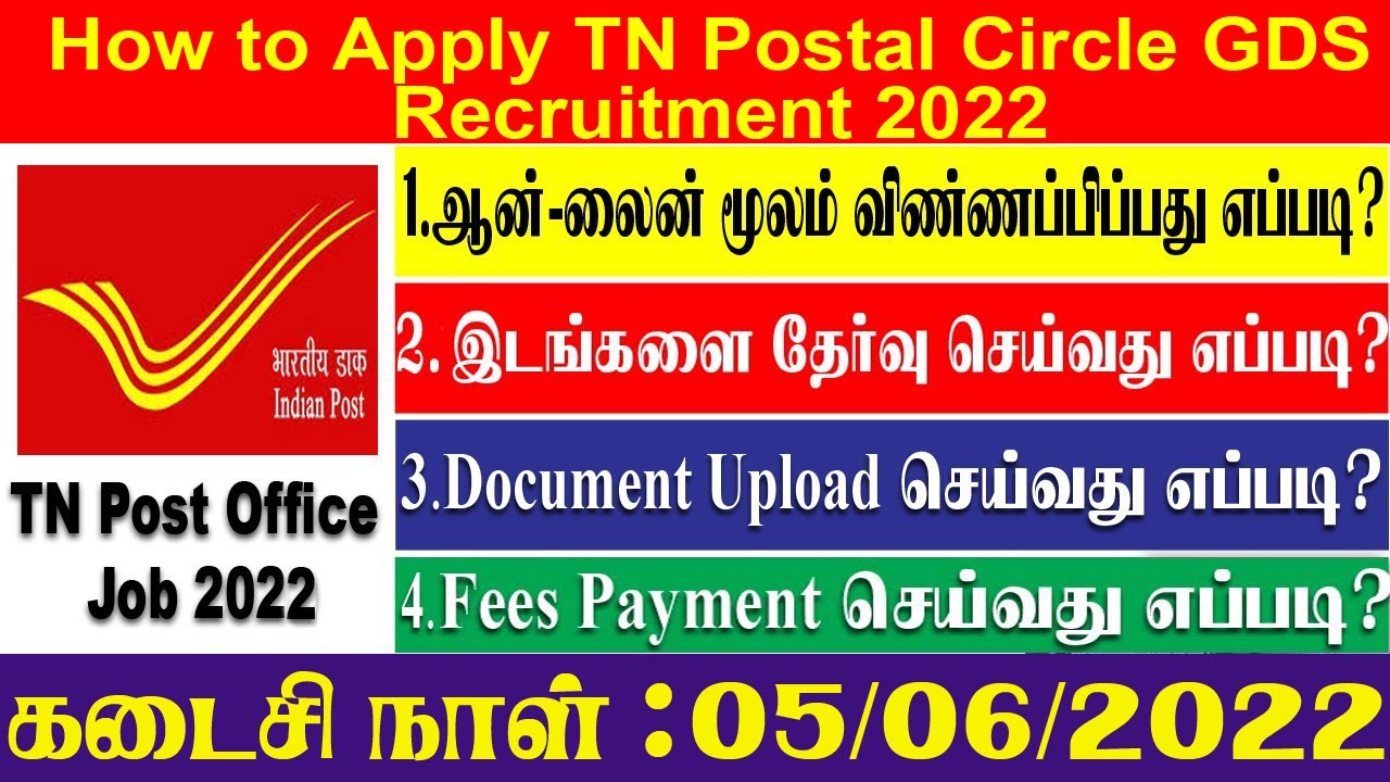How To Apply online - TN Postal Circle GDS Recruitment 2022 4310 Postmaster Posts