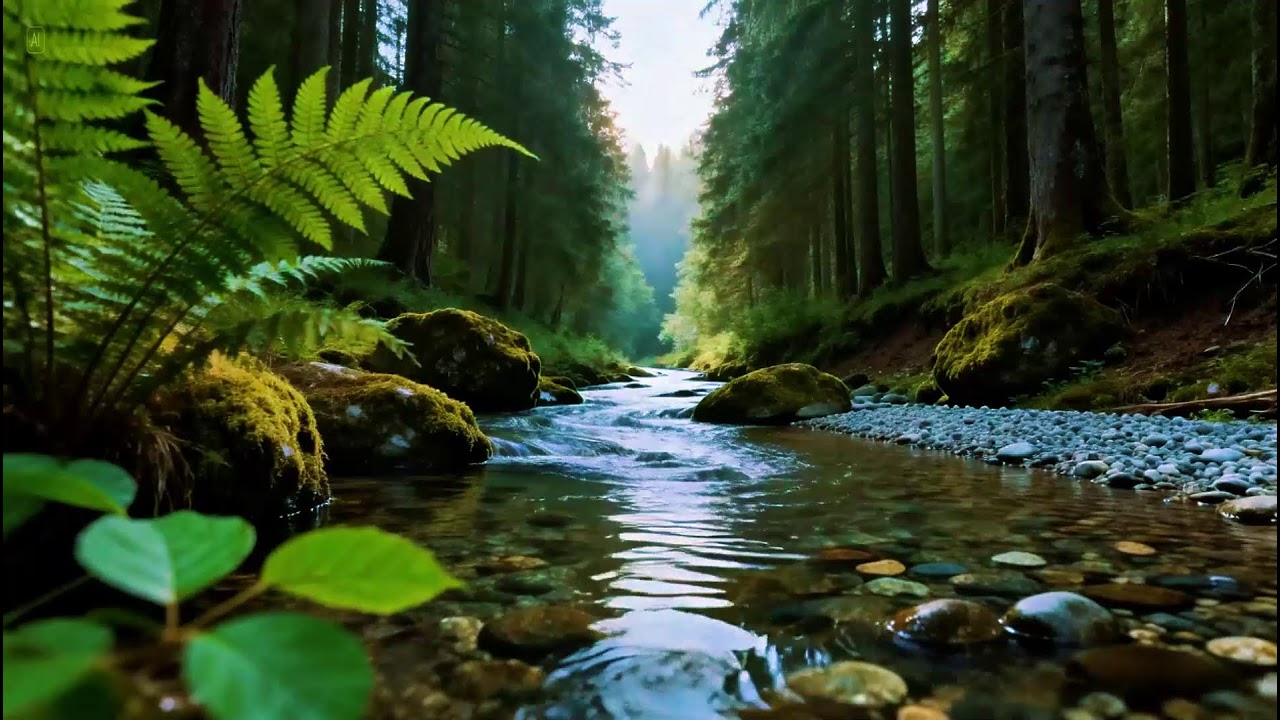 Peaceful Forest Nature Sounds | Calm River Flow for Relaxation | Soft Birds Chirping Sounds