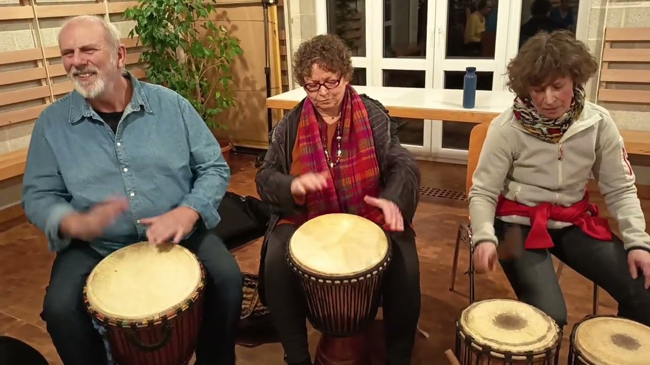 Djembe lernen - Rhythmus Maraka Trio Version - Dundun, Begleit-Djembe und Solo-Grundfigur slow