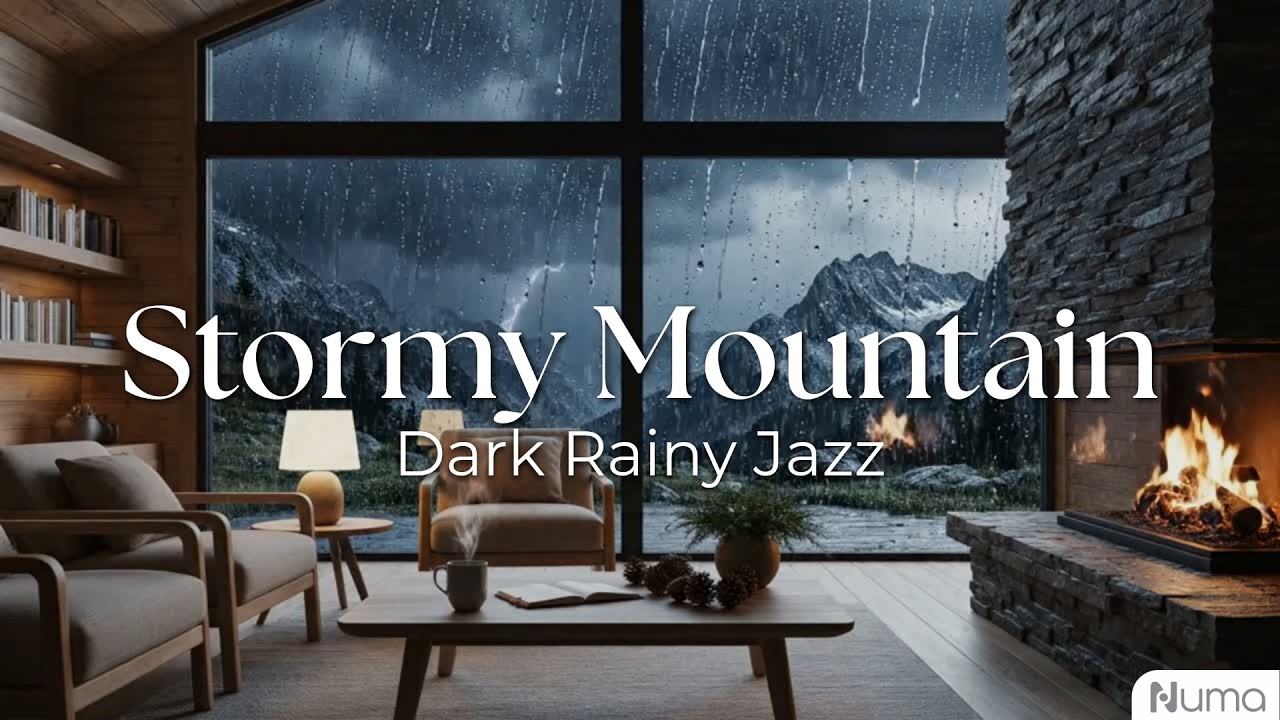Stormy Mountain Cabin 🌧️ Dark Jazz for Rainy Nights & Deep Relaxation (3 Hours)