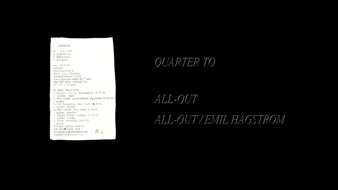All-Out / Emil Hagstrom - All-Out / Emil Hagstrom [Full Cassette Rip]