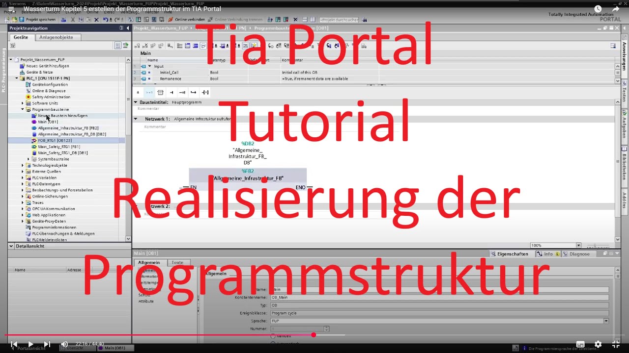 Tia Portal Tutorial deutsch: Realisierung der Programmstruktur (Kapitel 5)
