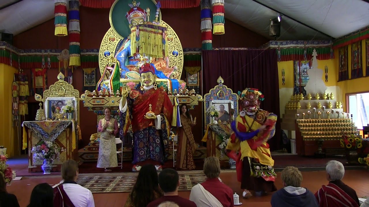 Shaki Senge, Sengi Dradok, Dorje Drollod offer dance to Guru Rinpoche.