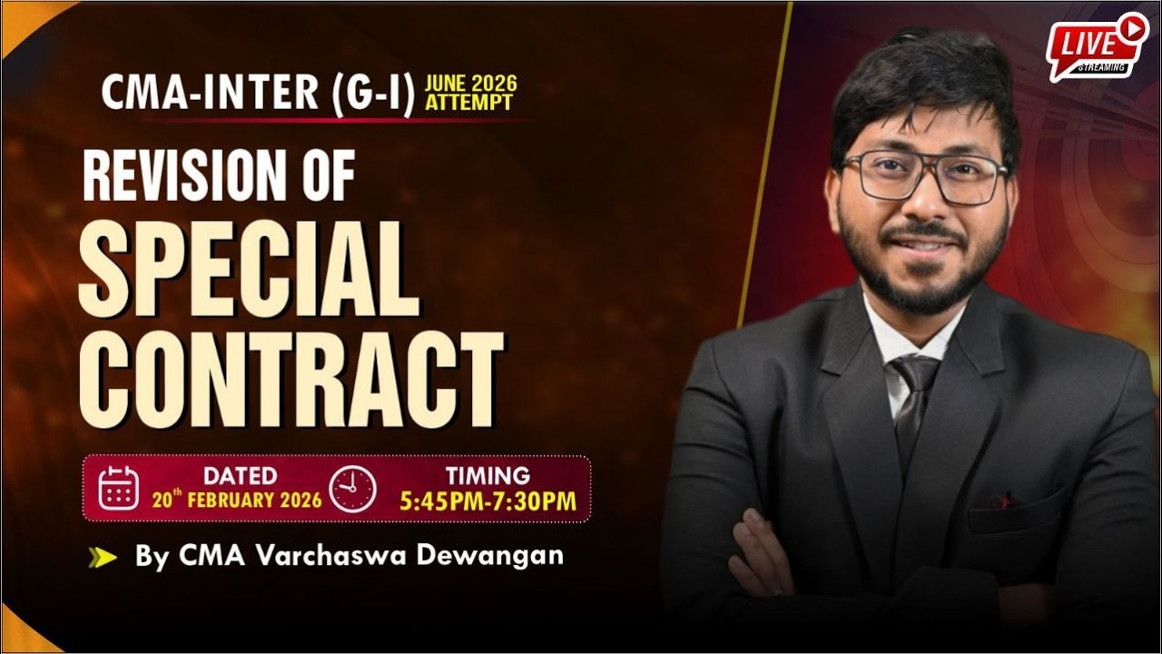 Special contracts Revision Class | CMA INTER :-LAW | By CMA.  Varchaswa Dewangan