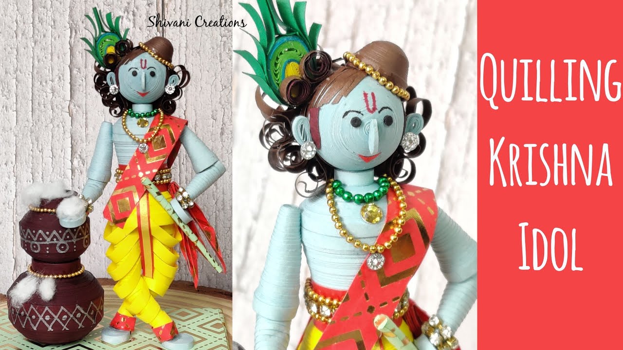 Paper Quilling Krishna Idol/ Handmade Krishna Idol