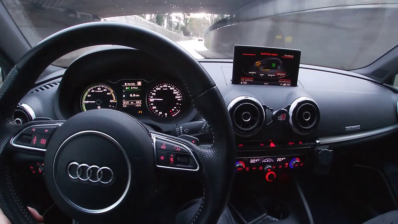 Audi A3 e-tron, caméra embarquée (POV), consommation et modes de conduite.