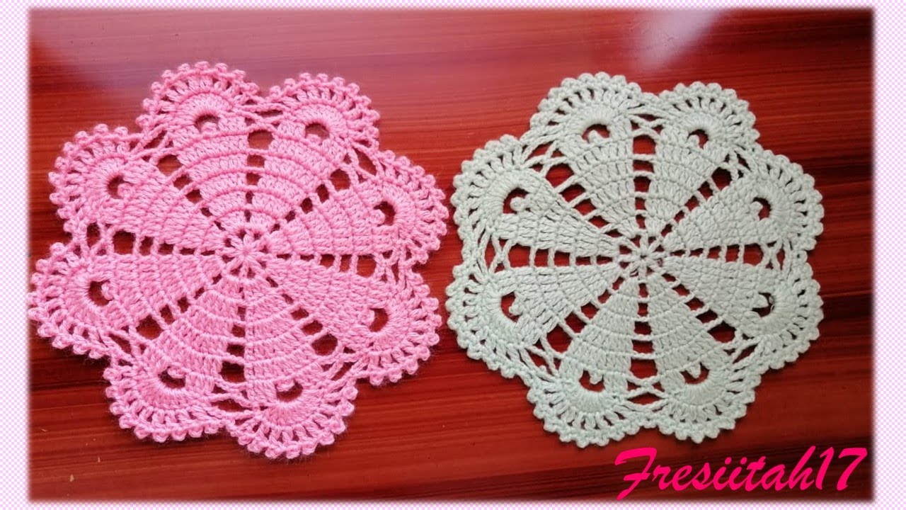 Mini tapete tejido a crochet (diámetro aprox 18 cm - 9 hileras)