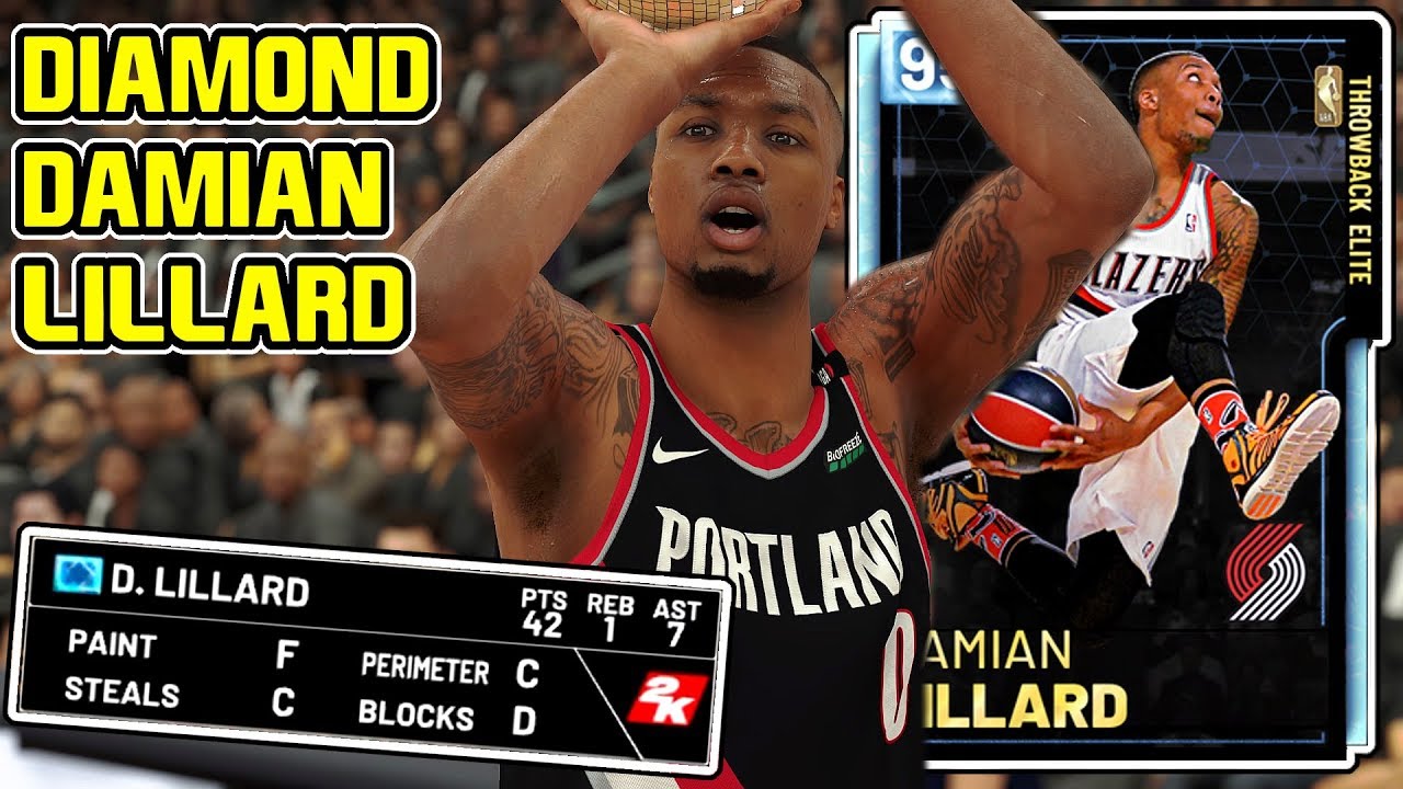 DIAMOND DAMIAN LILLARD GAMEPLAY! HE JUMPED OVER SHAQ! NBA 2k19 MyTEAM