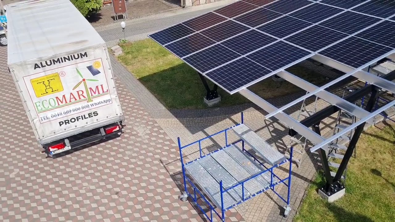 SZCZELNY DACH Z PANELI SŁONECZNYCH WIATA SAMOCHODOWA CARPORT