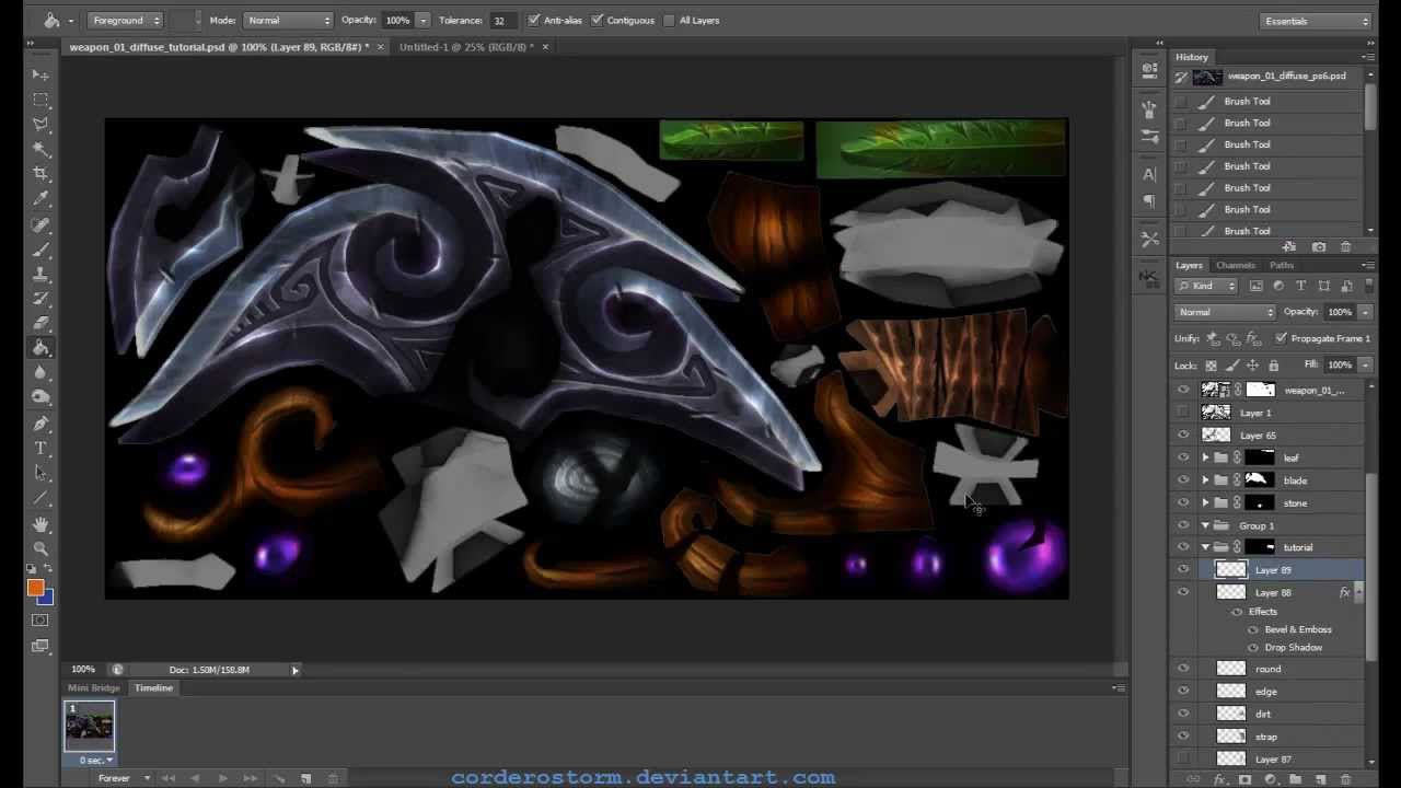 Fantasy weapon texturing tutorial with photoshop (commentary)