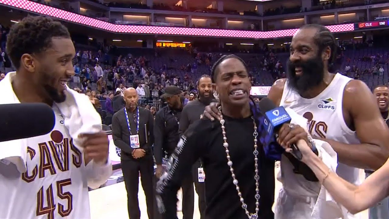 James Harden and Donovan Mitchell score 32pts in 4th and Travis Scott was hyped 😂