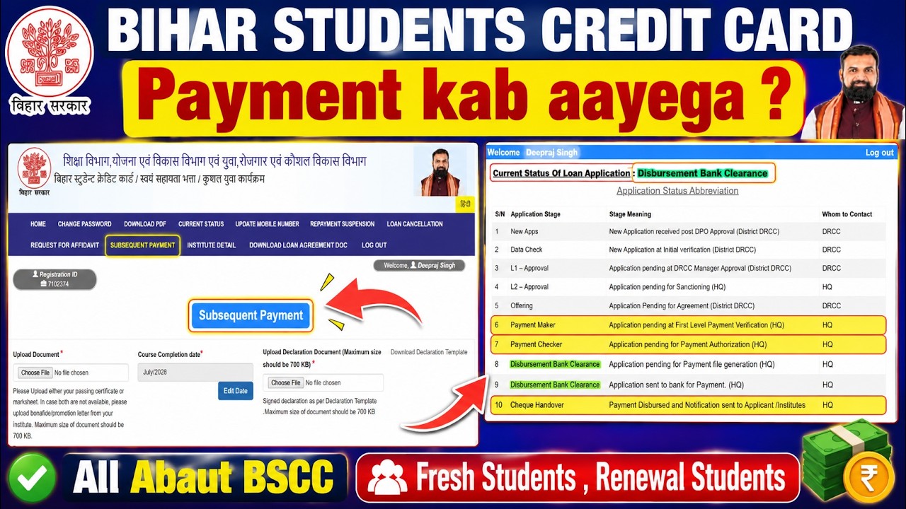 Bihar Student Credit Card 2026 Full Update 🔥 | Live Login Process + Payment Update + Current Status