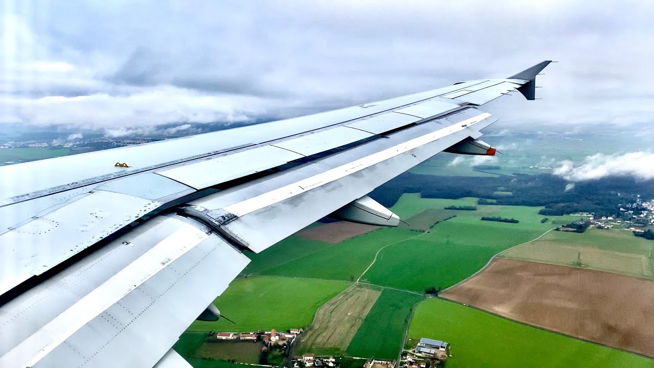 [4K] Smooth & Overcast Paris Landing | CDG | Air France | A319