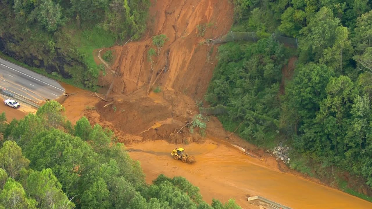 North Carolina Sky 4 video of Helene damage: Interstate 40 at Old Fort Mtn