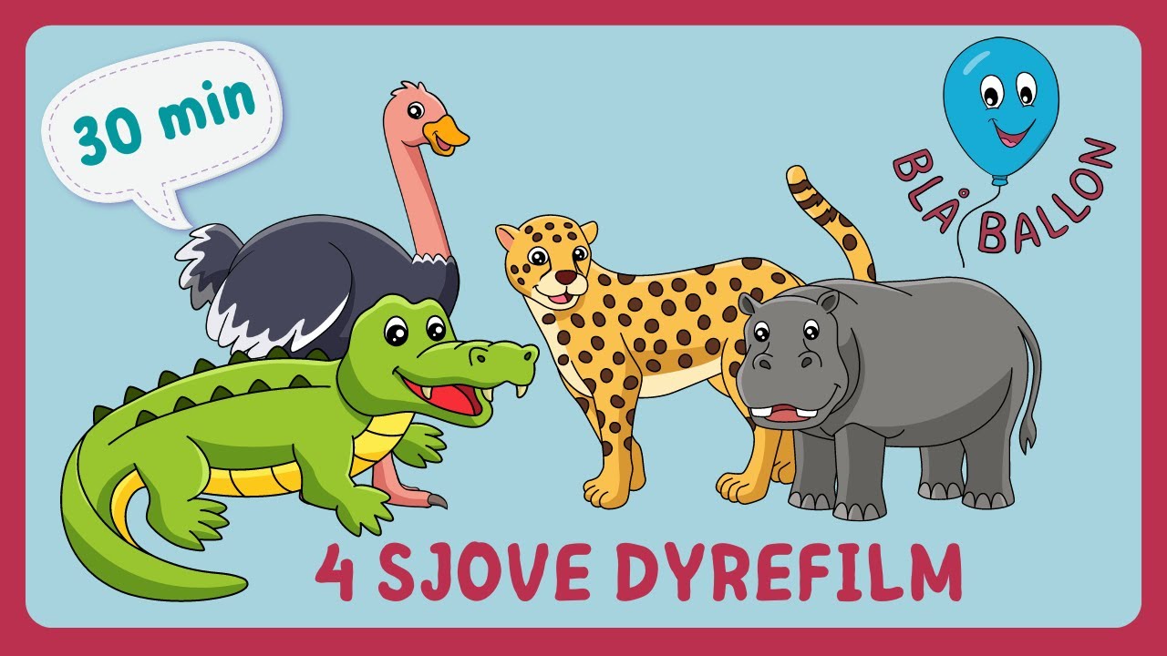 30 MINUTTER: Fire sjove dyrefilm. Struds. Krokodille. Flodhest. Gepard
