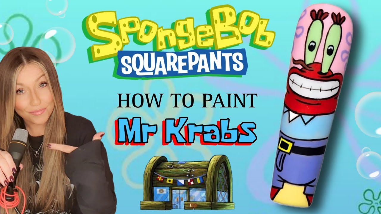 🦀 Mr Krabs SpongeBob SquarePants | Step By Step How To Paint | Nail Art Tutorial | Summer Nails