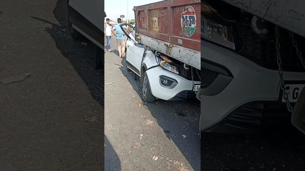 Tata Nexon accident with truck #suv #truckaccident #car #compilation #nexon #tata #shorts