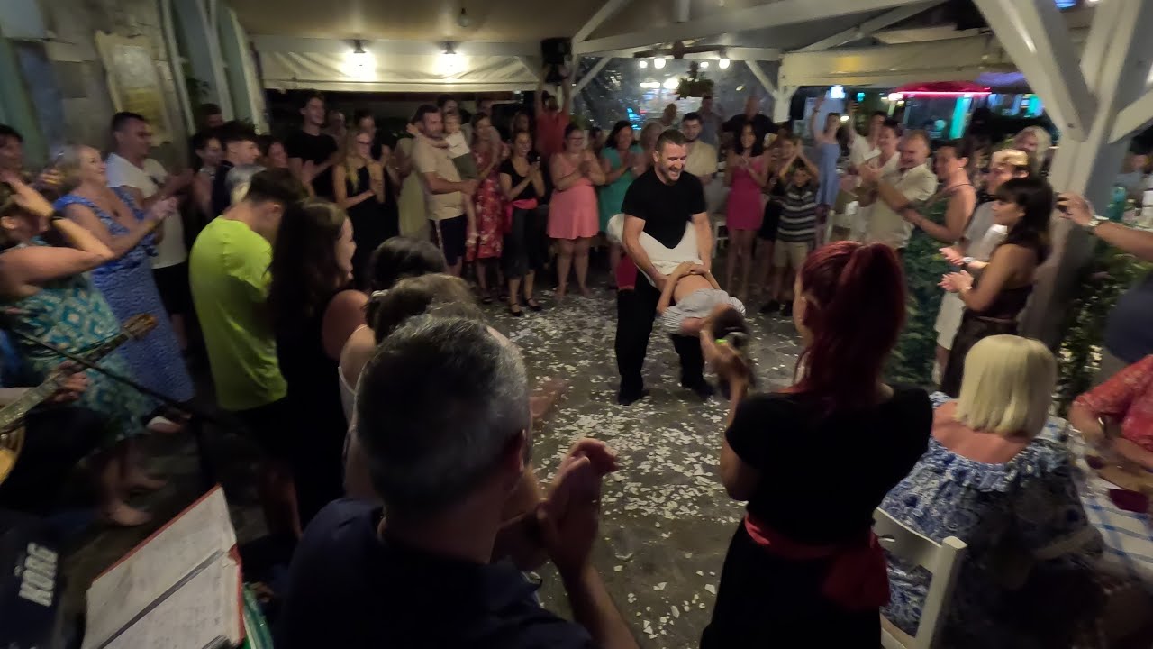 Corfu Sidari - Greek Night- Greece Walking Tour 2023- 4K-3