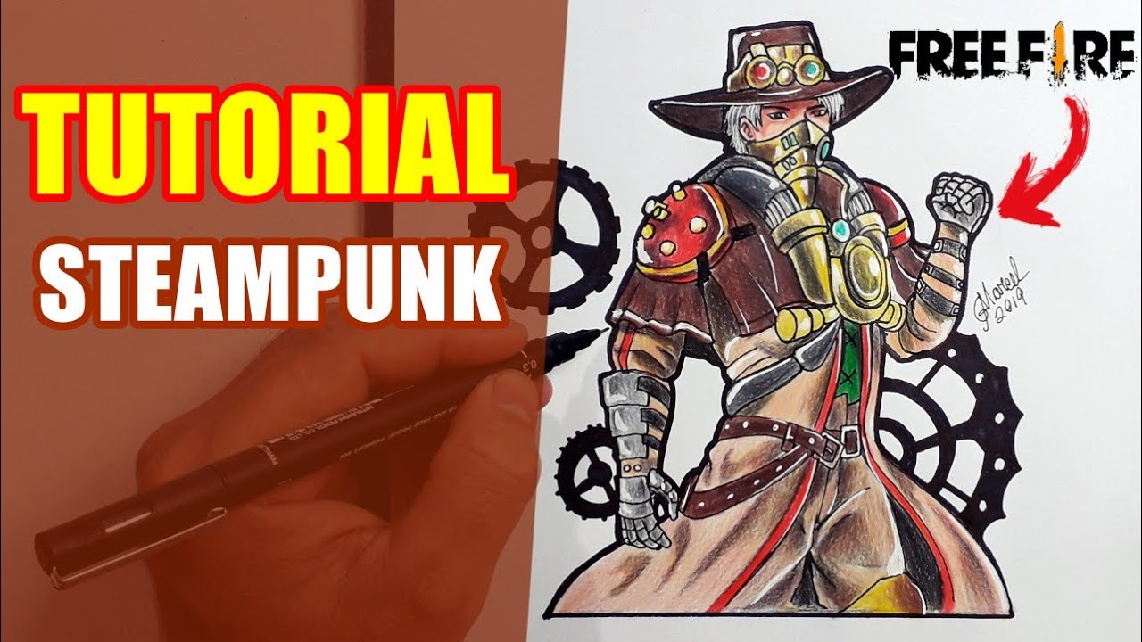 COMO DESENHAR A SKIN STEAMPUNK FREE FIRE - Cómo dibujar Free Fire