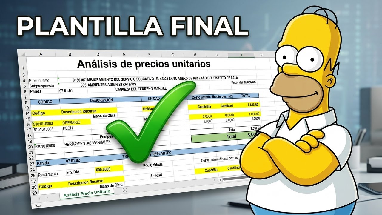 ✅ Plantilla de analisis de precios unitarios en excel