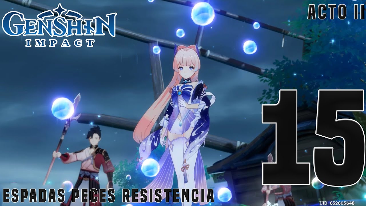 Genshin impact arco inazuma Espadas peces resistencia Gameplay 15