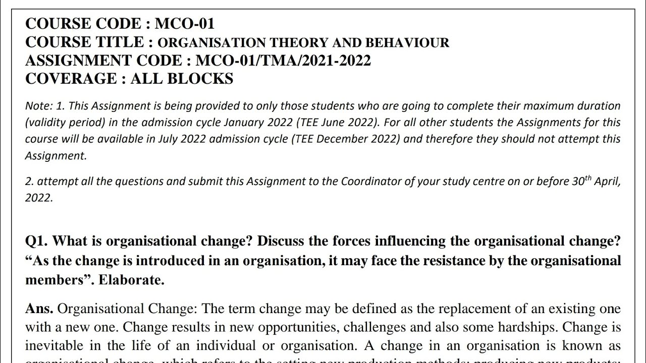 MCO01 ASSIGNMENT SOLUTION, DECEMBER 2022, IGNOU