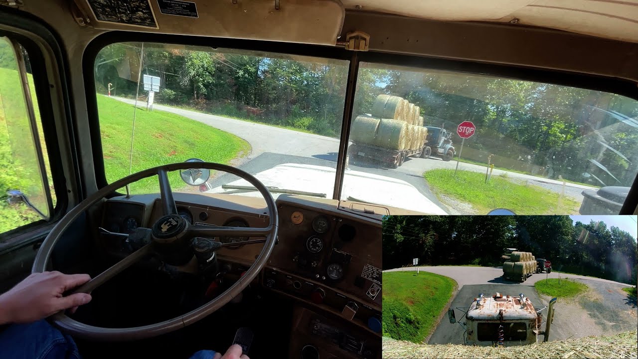 1980 R Model Mack (tip turbine) Gold Dog Hauling Hay