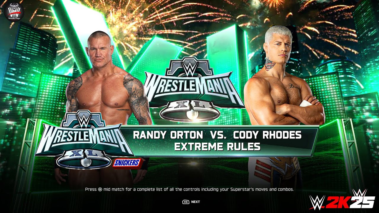 WWE 2K25 - Коди Роудс против Рэнди Ортона на WrestleMania | Матч по правилам Extreme Rules