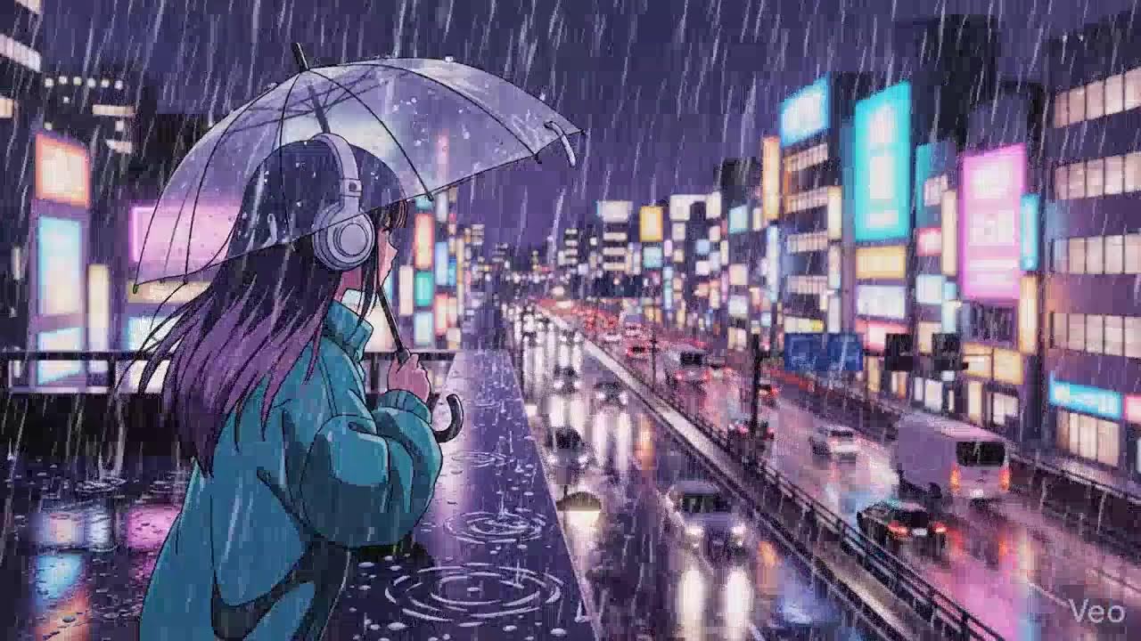 Rainy Night ASMR 🌧️ Neon Japan Lofi Chillhop
