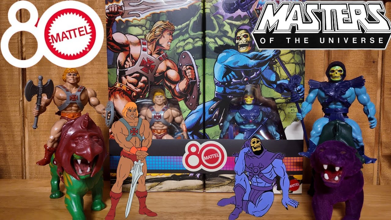 Mattel Masters of the Universe 80th Anniversary 2 Pack Vintage He-Man and Skeletor Action Figures!