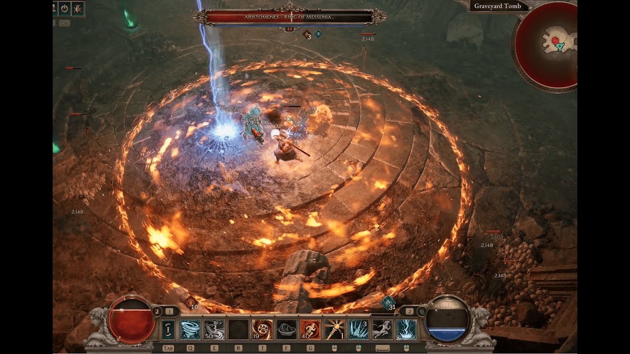 Titan Quest 2 +5 Difficulty - Elementalist (Earth&Storm) - Ring of Flame Build Guide (No Commentary)