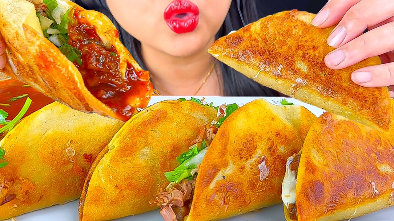 ASMR | BIRRIA TACOS DIPPED IN CONSUMÉ | EATING SOUNDS