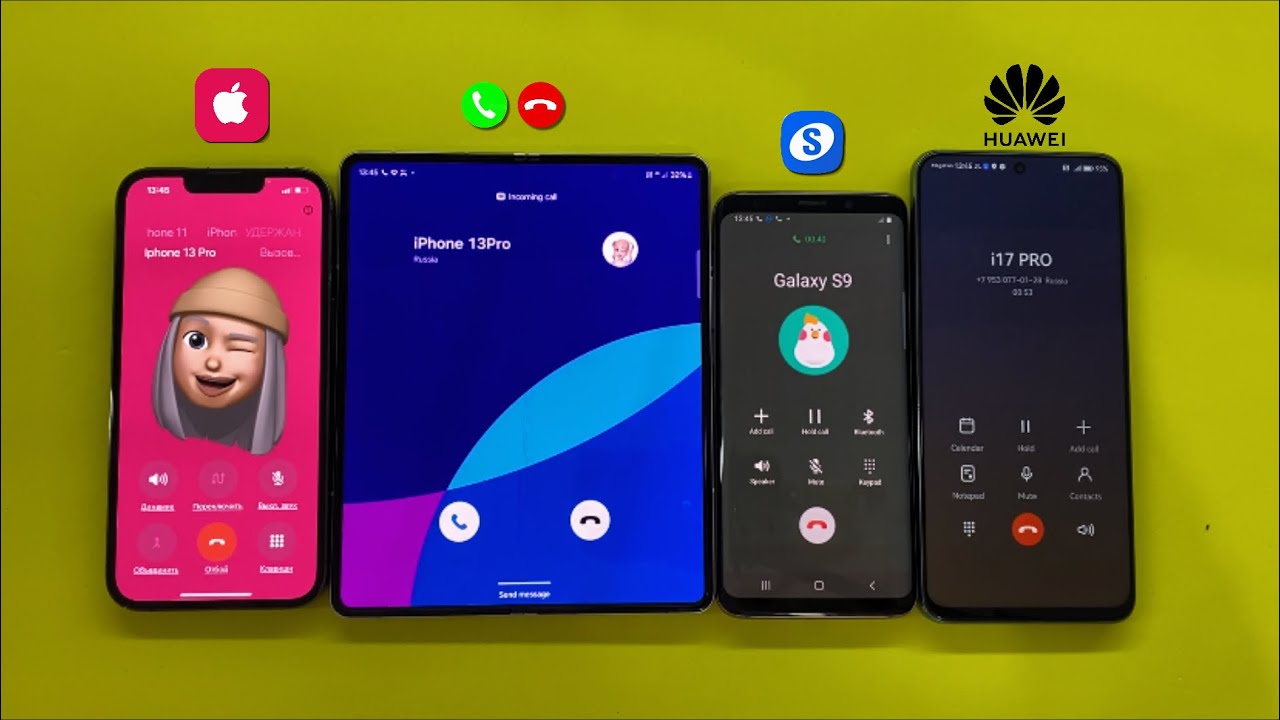 Incoming + Outgoing calls iPhone 13 Pro + Samsung Galaxy Z Fold + Galaxy S9 + Huawei NY90