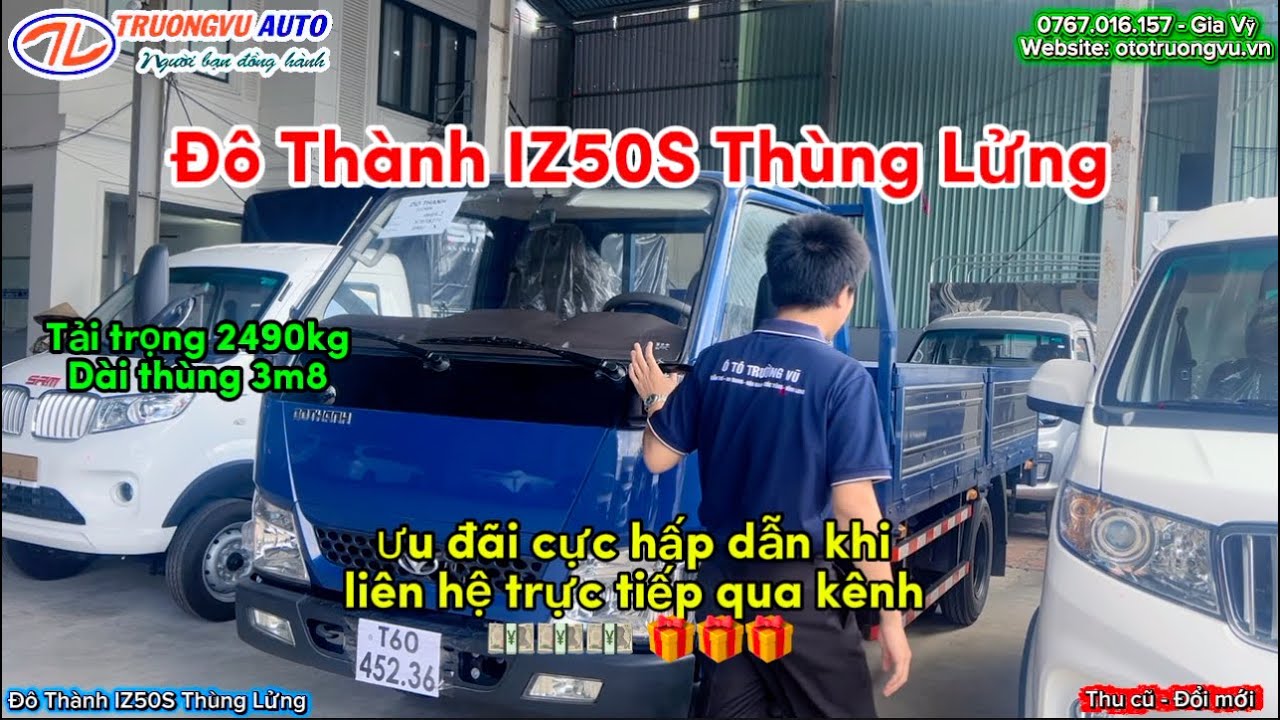 Đô Thành IZ50s phiên bản thùng lửng tải trọng 2490kg và thùng hàng dài 3m8