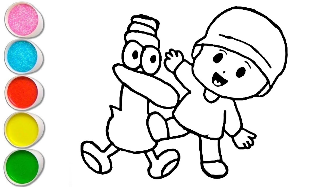 Cute Pato with Pocoyo Drawing, Painting and Coloring For Kids and Toddlers_ 