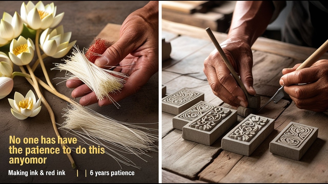 No one has the patience to do this job anymore || Making inkstones & red ink for… 6 years #lotus