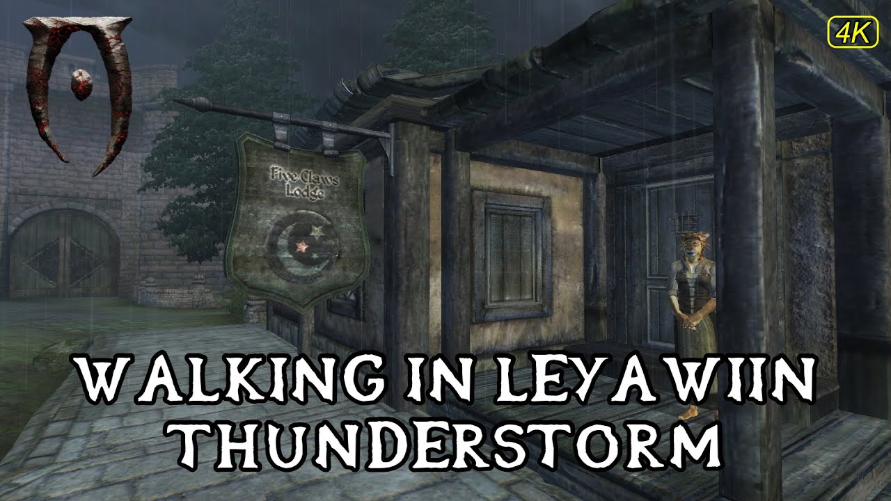 Oblivion - Walking In Leyawiin With Thunderstorm, Music & Ambience - Jeremy Soule - Sleep & Study.
