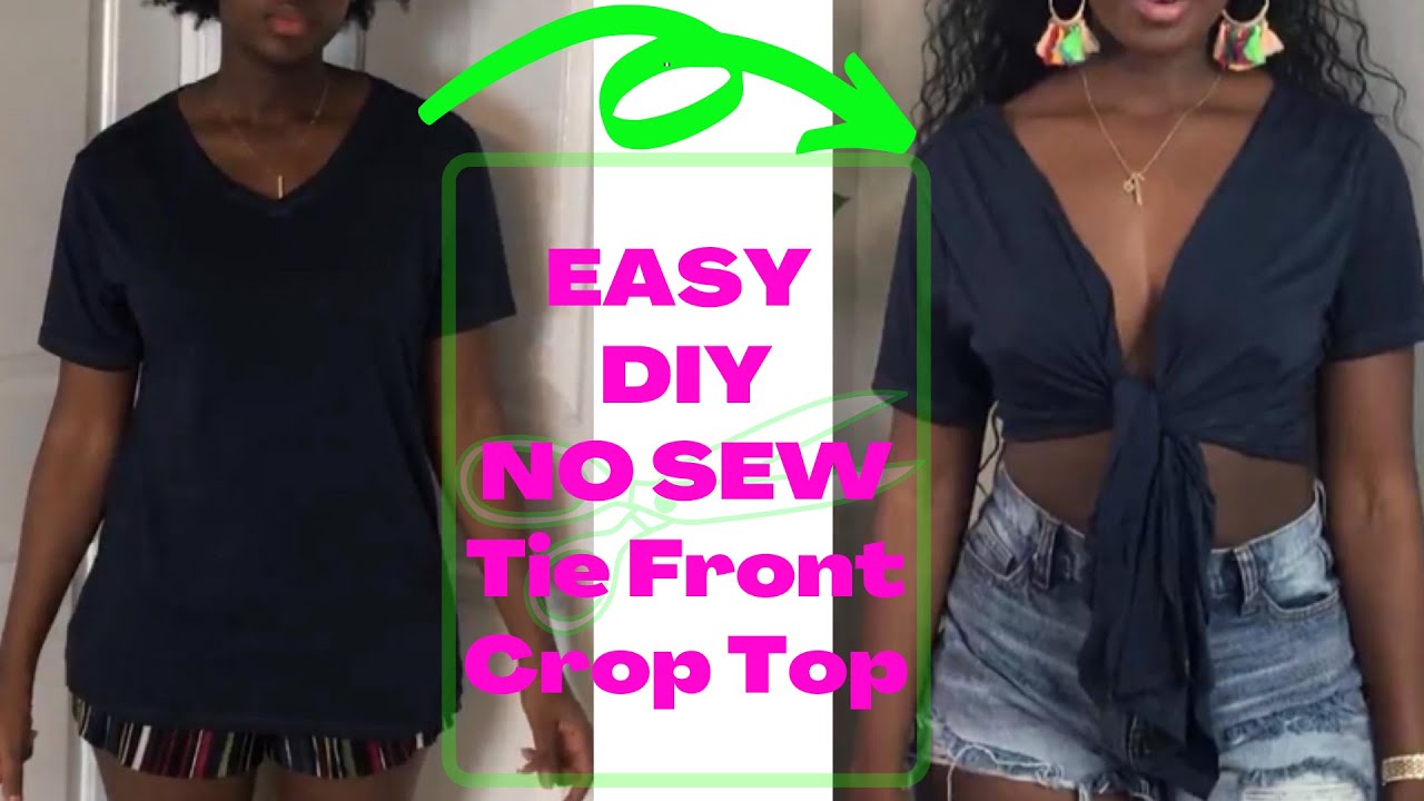 NO SEW Tie front crop top