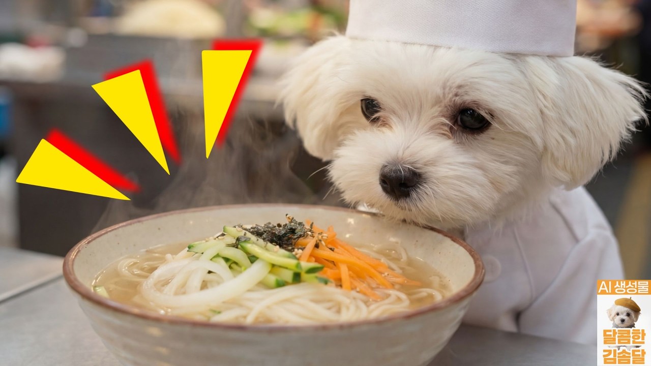 🐶귀여운 애호박잔치국수 요리사 (심장주의)🍖✨