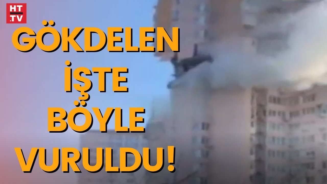Kiev'de gökdelen böyle vuruldu! İşte sivil binaların hedef olduğu o görüntüler