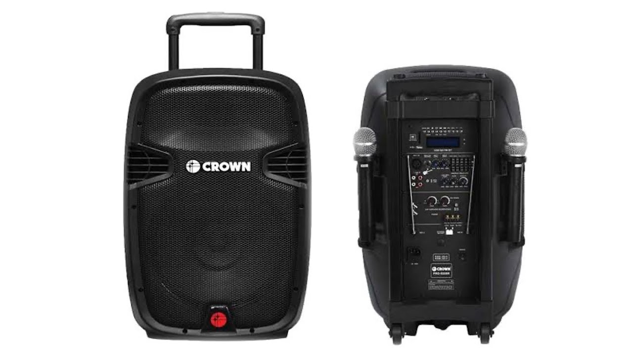 Crown Pro5008R Portable Trolley Rechargeable Speaker D15 400w Dual Wireless Mic Usb Sd Bt Fm Aux